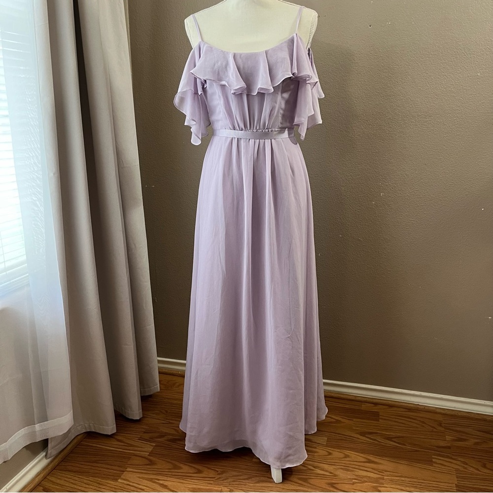Lavender Ruffled Off-Shoulder Chiffon Bridesmaid dress size 4